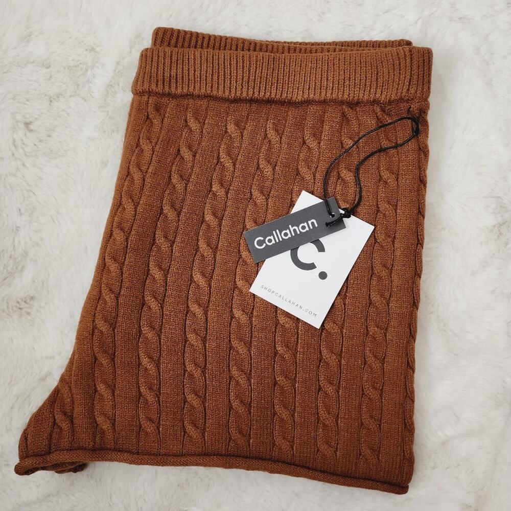 NWT Callahan Revolve Winona Cable Knit Sweater Shorts Root Beer Brown L - Picture 4 of 9